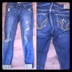 Hollister distressed low rise skinny jeans